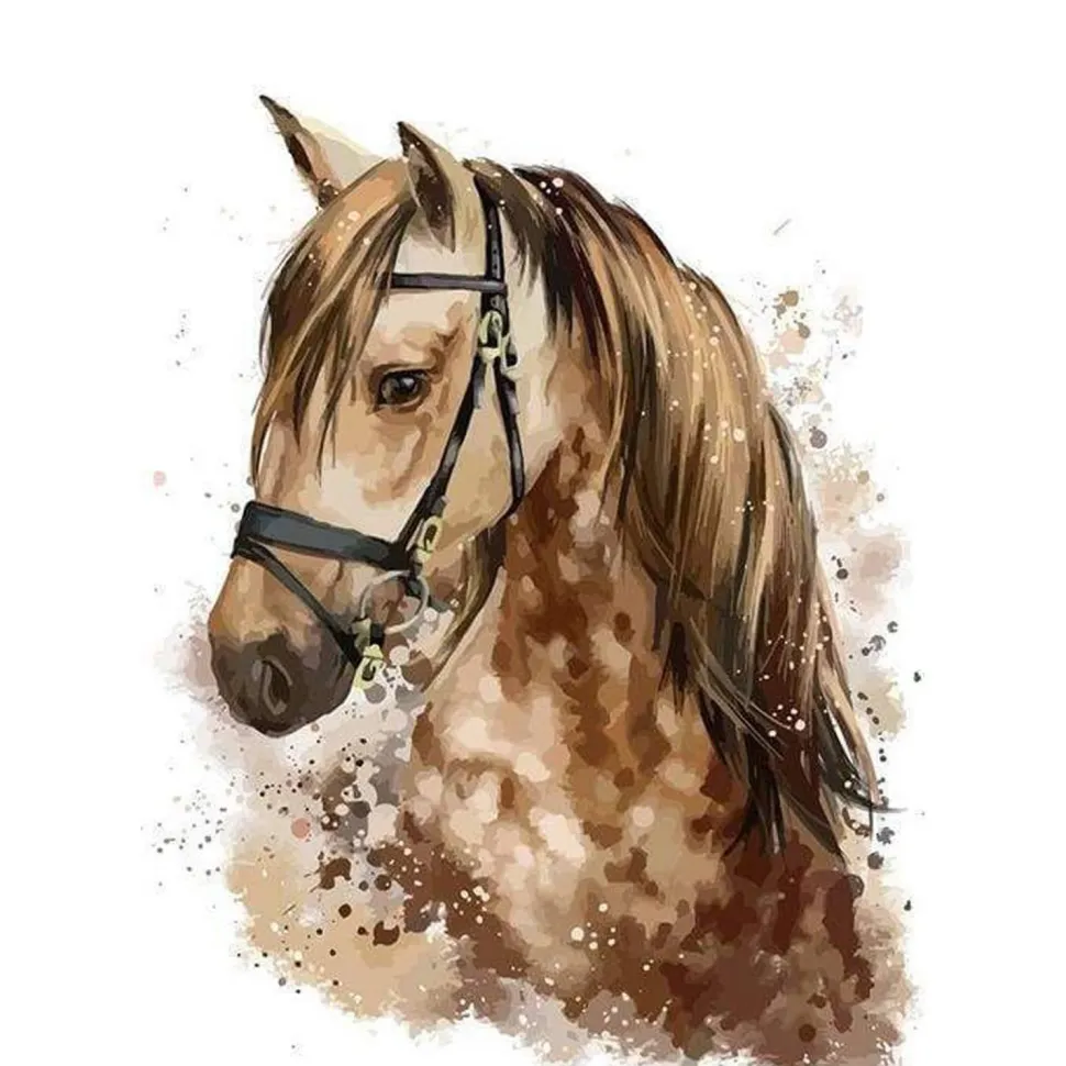 Peinture au numéro : Cheval brun - sans châssis en bois - Figured'Art