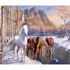 Peinture au numéro : Chevaux à la fin de l'hiver - sans châssis en bois - Figured'Art