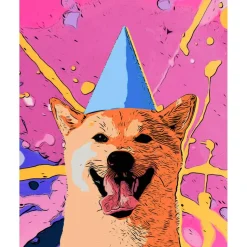 Peinture au numéro : Chien souriant pop art - sans châssis en bois - Figured'Art