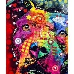 Peinture au numéro : Chien coloré abstrait - sans châssis en bois - Figured'Art