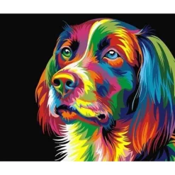 Peinture au numéro : Chien Pop Art - sans châssis en bois - Figured'Art