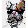 Peinture au numéro : Chien au Cigare - sans châssis en bois - Figured'Art