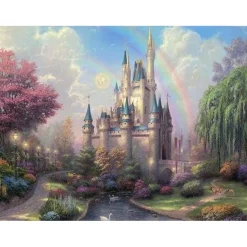 Peinture au numéro : Château et Arc en Ciel - sans châssis en bois - Figured'Art