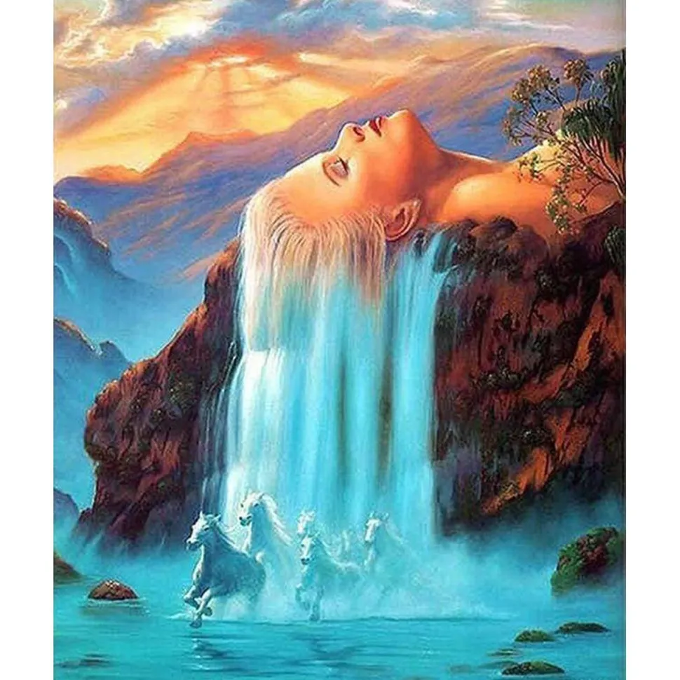 Peinture au numéro : Chute d'Eau Chevelure - sans châssis en bois - Figured'Art