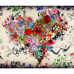 Peinture au numéro : Coeur de fleurs - sans châssis en bois - Figured'Art