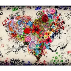 Peinture au numéro : Coeur de fleurs - toile tendue sur châssis - Figured'Art