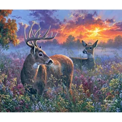 Peinture au numéro : Couple de cerfs - toile tendue sur châssis - Figured'Art