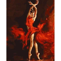 Peinture au numéro : Danseuse Rouge Magique - sans châssis en bois - Figured'Art