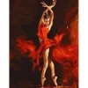Peinture au numéro : Danseuse Rouge Magique - toile tendue sur châssis - Figured'Art