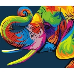 Peinture au numéro : Eléphant Pop Art - sans châssis en bois - Figured'Art