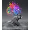 Peinture au numéro : Eléphant et explosion de Couleurs - toile tendue sur châssis - Figured'Art
