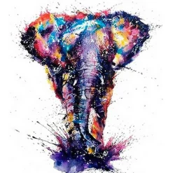 Peinture au numéro : Eléphant d'Asie en peinture - toile tendue sur châssis - Figured'Art