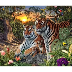 Peinture au numéro : Famille de Tigre - toile tendue sur châssis - Figured'Art