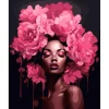 Peinture au numéro : Femme aux cheveux de pivoines - sans châssis en bois - Figured'Art