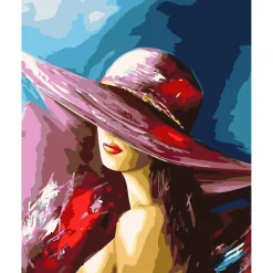 Peinture au numéro : Femme séduisante au chapeau - sans châssis en bois - Figured'Art