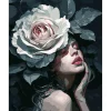 Peinture au numéro : Femme à la Rose - toile tendue sur châssis - Figured'Art