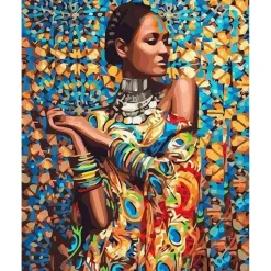 Peinture au numéro : Femme en Habits traditionnels - sans châssis en bois - Figured'Art