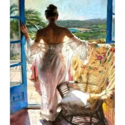 Peinture au numéro : Femme à sa Fenêtre - sans châssis en bois - Figured'Art
