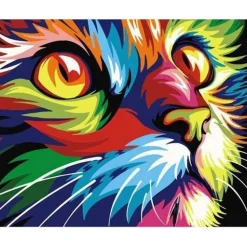 Peinture au numéro : Félin Pop Art - toile tendue sur châssis - Figured'Art