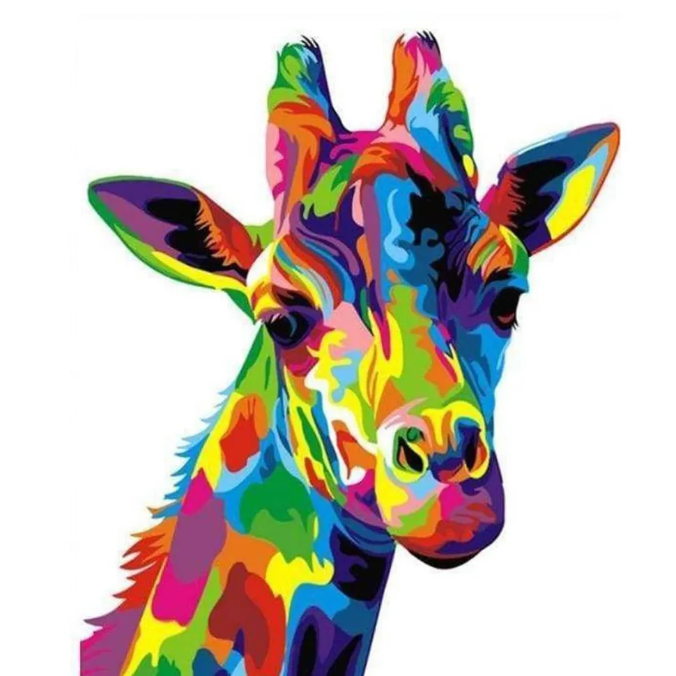 Peinture au numéro : Girafe Pop Art - sans châssis en bois - Figured'Art