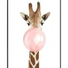 Peinture au numéro : Girafe et Chewing gum - sans châssis en bois - Figured'Art