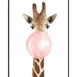 Peinture au numéro : Girafe et Chewing gum - sans châssis en bois - Figured'Art