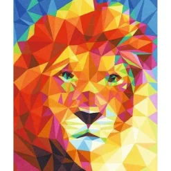 Peinture au numéro : Grand Lion coloré - sans châssis en bois - Figured'Art