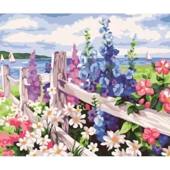 Peinture au numéro : Haie de Fleurs - sans châssis en bois - Figured'Art