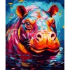 Peinture au numéro : Hippopotame Coloré Abstrait - sans châssis en bois - Figured'Art