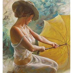 Peinture au numéro : Jeune Femme au Parapluie - sans châssis en bois - Figured'Art