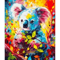 Peinture au numéro : Koala Coloré Abstrait - sans châssis en bois - Figured'Art