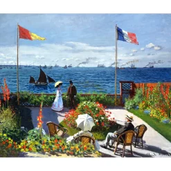 Peinture au numéro : La terrasse à Sainte-Adresse - Monet - toile tendue sur châssis - Figured'Art