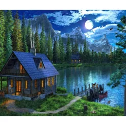 Peinture au numéro : Lac nocturne - sans châssis en bois - Figured'Art