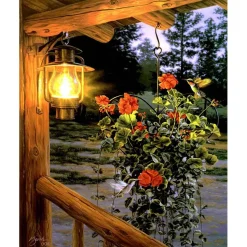 Peinture au numéro : Lanterne sous le porche - toile tendue sur châssis - Figured'Art