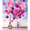 Peinture au numéro : Lâcher de Ballons à Paris - toile tendue sur châssis - Figured'Art