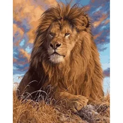 Peinture au numéro : Le Repos du Lion - sans châssis en bois - Figured'Art