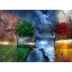 Peinture au numéro : Les 4 Saisons - sans châssis en bois - Figured'Art