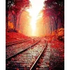 Peinture au numéro : Les Rails en Automne - sans châssis en bois - Figured'Art