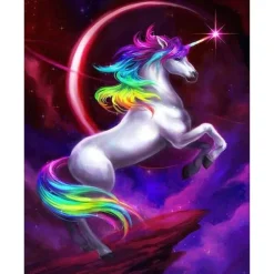 Peinture au numéro : Licorne colorée - sans châssis en bois - Figured'Art
