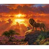 Peinture au numéro : Lion au coucher de soleil - toile tendue sur châssis - Figured'Art