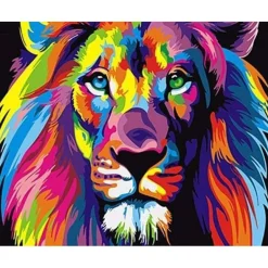 Peinture au numéro : Lion Pop Art - sans châssis en bois - Figured'Art