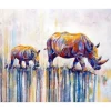 Peinture au numéro : Maman et Bébé Rhinocéros - sans châssis en bois - Figured'Art