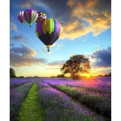 Peinture au numéro : Montgolfières au dessus des Champs vertical - sans châssis en bois - Figured'Art