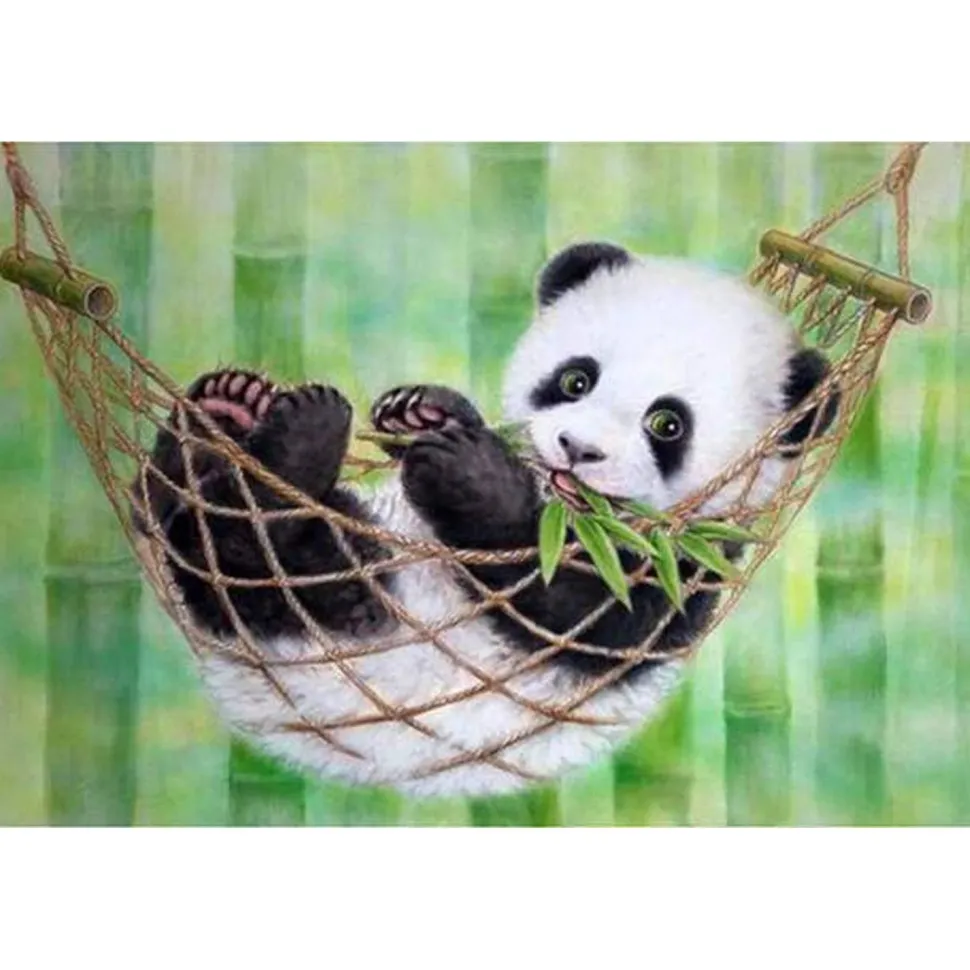 Peinture au numéro : Panda dans son Hamac - sans châssis en bois - Figured'Art