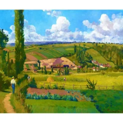 Peinture au numéro : Paysage aux Pâtis - Camille Pissarro - toile tendue sur châssis - Figured'Art