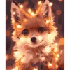 Peinture au numéro : Petit renard et guirlande éclairée - sans châssis en bois - Figured'Art