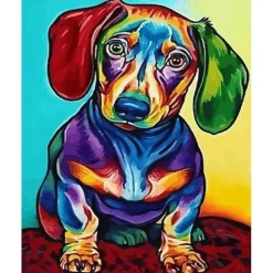 Peinture au numéro : Petit Chien coloré - sans châssis en bois - Figured'Art