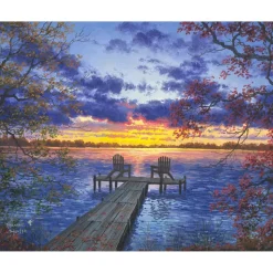 Peinture au numéro : Ponton au coucher de soleil - sans châssis en bois - Figured'Art