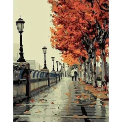 Peinture au numéro : Promenade sur les Quais en Automne - sans châssis en bois - Figured'Art