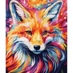 Peinture au numéro : Renard Coloré Abstrait - sans châssis en bois - Figured'Art